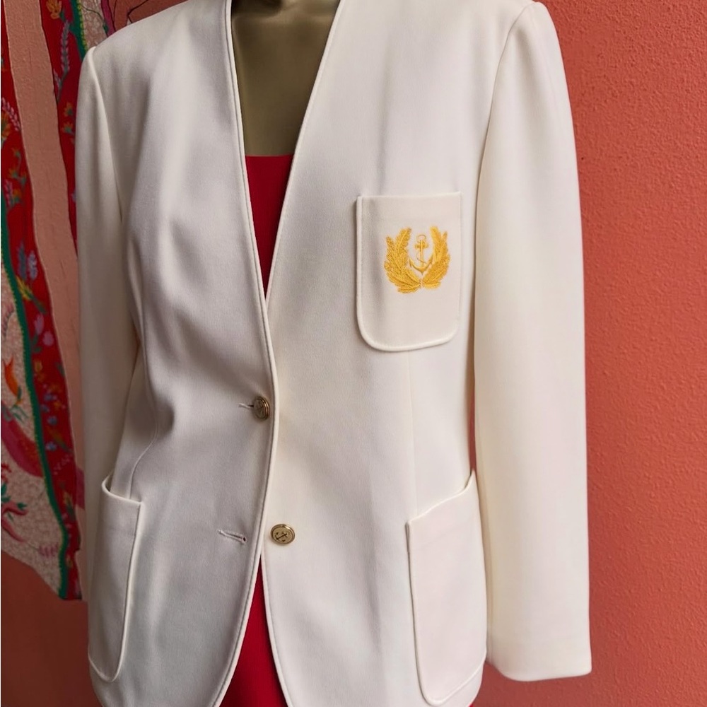 70’s White Blazer with nautical Gold Embroidery